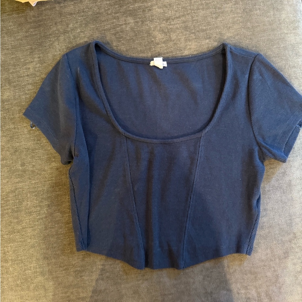 Garage Dark Blue Short Sleeve Top